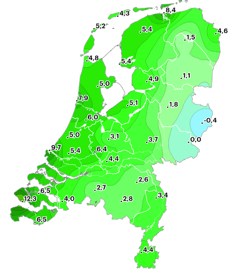 De minimumtemperatuur op 10 cm hoogte, dit wordt ook wel 'klomphoogte' genoemd.