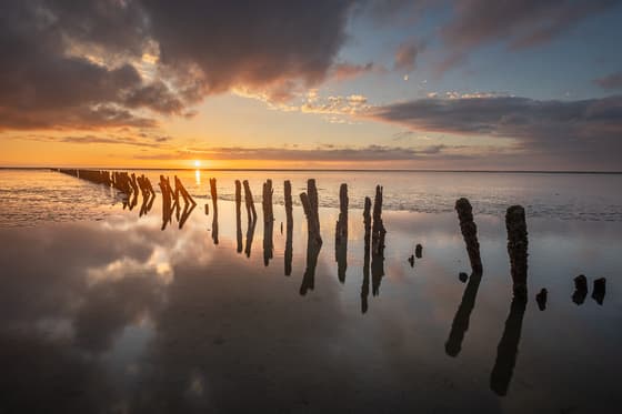 Zonsondergang aan het Wad 