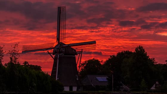 Ochtendrood water in de sloot.