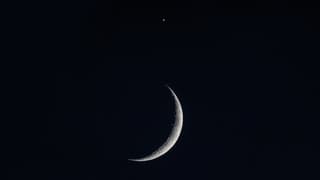 Venus en de maan voor het slapengaan