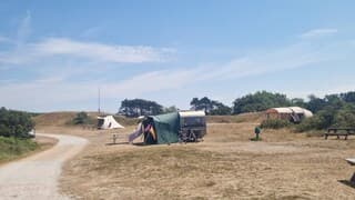Kurkdroog op de camping op Texel. 