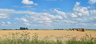 Blauw bewolkte lucht boven de Groninger landerijen 