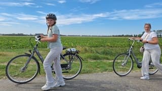 Duitse toeristen genieten in de polder
