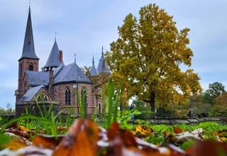 Herfstkleuren al beetje zichtbaar  en afgevallen blad