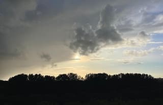 Een waterig zonnetje vanmorgen tegen half 9