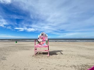 Blauw met sluiers strand
