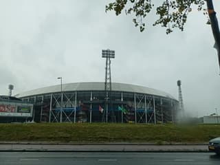 Grijs en regenachtig.