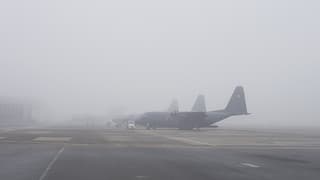 20211217 Dichte mist op vliegbasis Melsbroek rond 12 uur 