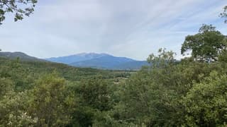 De Pyreneeën, sluier bewolking in de ochtend.
