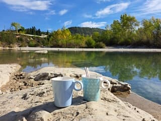 Genieten van het weer, uitzicht en koffie:)