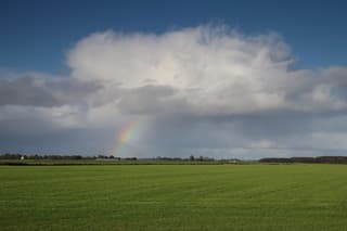 Prachtige buienluchten met regenboog!