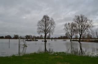 Hoog water aan de Lek.