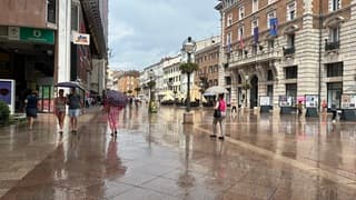 Natte straten in Rijeka