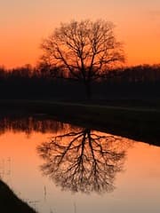 Zonsondergang weerspiegeling