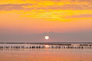 Zonsondergang Waddenzee bij Ternaard 