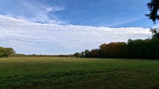 "Deken" van witte bewolking tegen de blauwe lucht aan vanochtend in Steenwijk