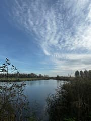 Blauwe lucht met sluierbewolking 