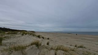 bewolkt en winderig strand in Renesse vanochtend