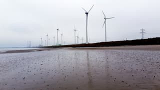 windmolens in grijze lucht