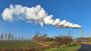Witte rook tegen een strakblauwe lucht