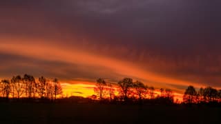 Ochtendrood water in de sloot.