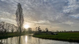 Zon laag aan de horizon