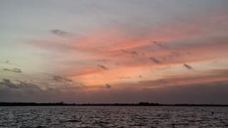 Zonsondergang Giethoorn 16.35 uur, 2 meeuwen tegen de oranje lucht