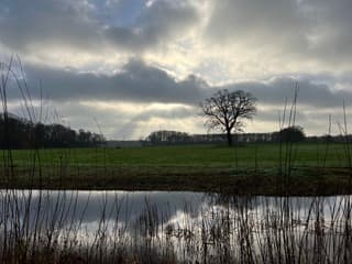 Zonneharpen tussen de wolken 