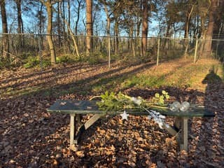 Kerststukje op een bankje.