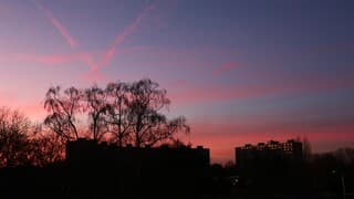 Eerste kleuren van de zonsondergang