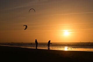 zonsondergang aan het strand