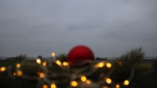 Grijze polder met kerstlampjes
