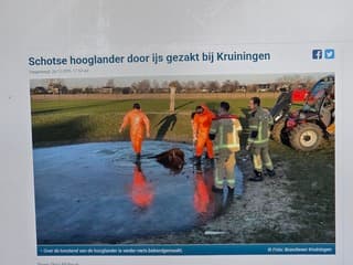 Door het ijs gezakt
