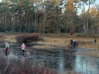 Ijspret op laag staand water 