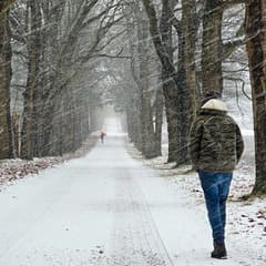 Wandeling in sneeuwbui