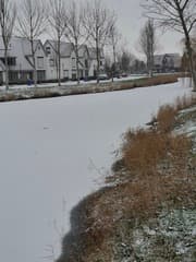 Sneeuw op bevroren kreek