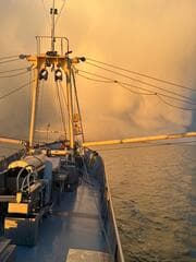 Sneeuwbui op komst op de Waddenzee