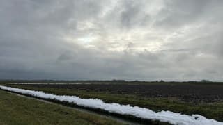 Sneeuwresten in berm Stellendam