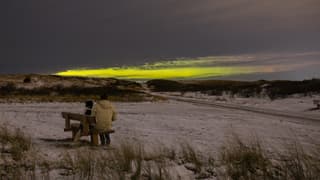 Noorderlicht en sneeuwlandschap Vlieland
