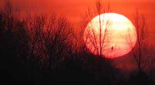 rode lucht bij zonsopkomst