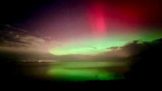 Aurora Borealis vanaf de Oostvaardersdijk bij Almere