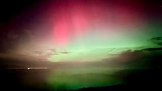 Aurora Borealis vanaf de Oostvaardersdijk bij Almere