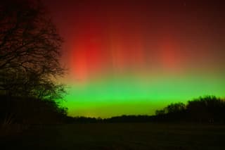Sterk Noorderlicht boven Burgh-Haamstede op 20 januari 