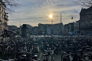 Prima weer om met de fiets naar het werk te gaan.