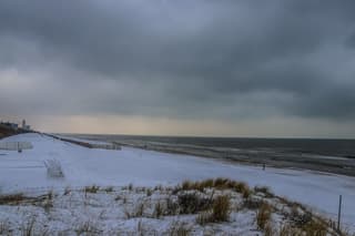 Sneeuw op het strand 