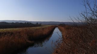 De zon schijnt over het landschap.