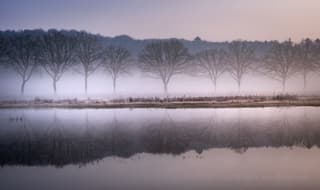 Grondmist bij zonsopkomst
