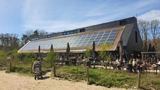 Uit de wind en in de zon is het best lekker op het terras 