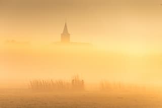 Prachtige laag mist bij zonsopkomst vanmorgen 