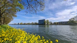 Utrecht, stralend lenteweer vanochtend al langs het Amsterdam-Rijnkanaal